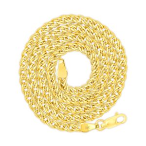 Nuragold 10K Yellow Gold 3.5mm Double Cuban Curb Link Chain Pendant Necklace, Womens Men Jewelry Lobster Clasp 16" 18" 20" 22" 24" 26"