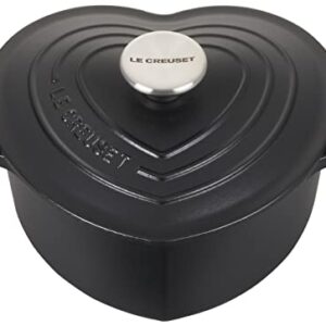 Le Creuset Signature Enameled Cast Iron Figural Heart Cocotte, 2 Quart, Licorice with Stainless Steel Knob