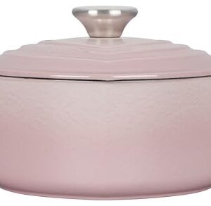 Le Creuset Signature Enameled Cast Iron Figural Heart Cocotte, 2 Quart, Shell Pink with Stainless Steel Knob