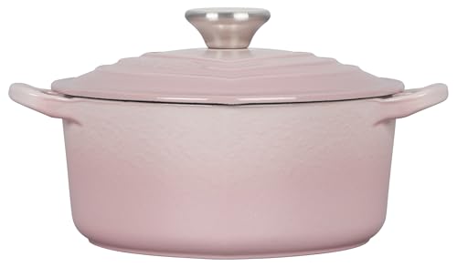 Le Creuset Signature Enameled Cast Iron Figural Heart Cocotte, 2 Quart, Shell Pink with Stainless Steel Knob