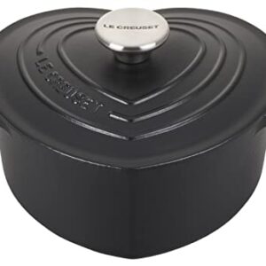 Le Creuset Signature Enameled Cast Iron Figural Heart Cocotte, 2 Quart, Licorice with Stainless Steel Knob