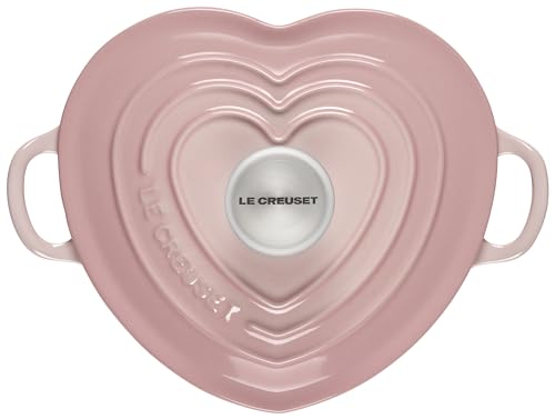 Le Creuset Signature Enameled Cast Iron Figural Heart Cocotte, 2 Quart, Shell Pink with Stainless Steel Knob