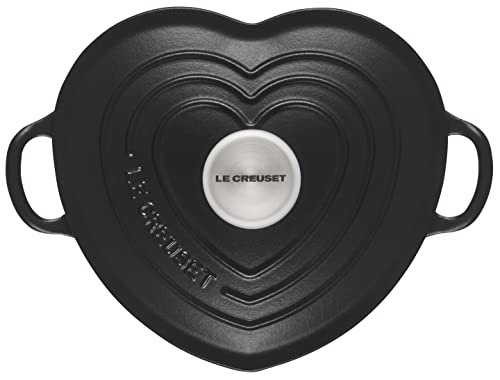 Le Creuset Signature Enameled Cast Iron Figural Heart Cocotte, 2 Quart, Licorice with Stainless Steel Knob