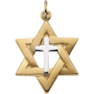 bonyak jewelry yellow gold filled and sterling silver 22x19mm star of david pendant with cross stunning