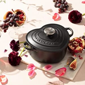 Le Creuset Signature Enameled Cast Iron Figural Heart Cocotte, 2 Quart, Licorice with Stainless Steel Knob