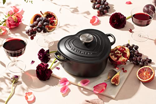 Le Creuset Signature Enameled Cast Iron Figural Heart Cocotte, 2 Quart, Licorice with Stainless Steel Knob