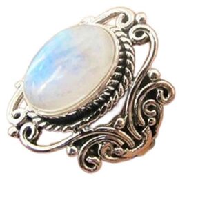 lresjjiuj oval cabochon stone vintage white moonstone princess diamond ring prehnite gems wedding engagement women ring 925 silver jewelry size 6-10 (10)