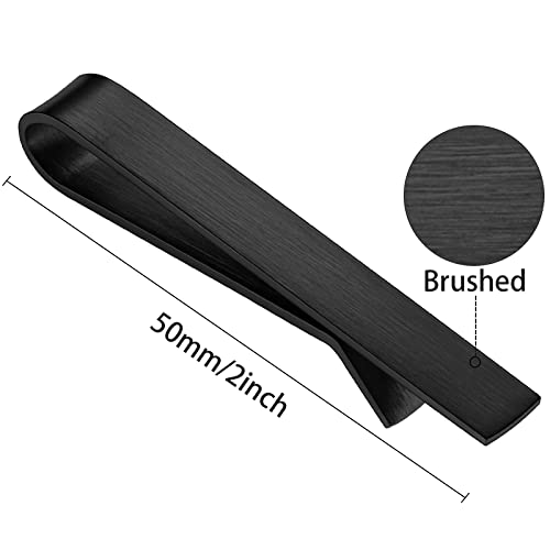 HAWSON Skinny Tie Clip for Men 2 Inch Tie Clip Bar Set, 1pcs/4pcs Tie Clip Gift Set for Wedding, Meetting, Party (4 pcs Brushed Black)