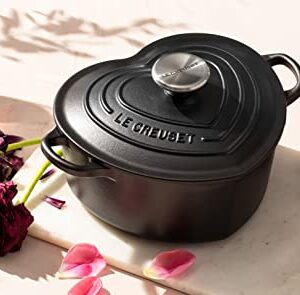 Le Creuset Signature Enameled Cast Iron Figural Heart Cocotte, 2 Quart, Licorice with Stainless Steel Knob