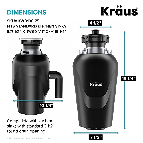 KRAUS Premier 31 ½-inch 16 Gauge Undermount Single Bowl Stainless Steel Kitchen Sink with WasteGuard™ Continuous Feed Garbage Disposal, KBU14-100-75MB