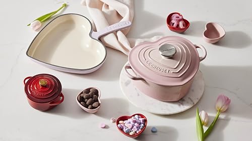 Le Creuset Signature Enameled Cast Iron Figural Heart Cocotte, 2 Quart, Shell Pink with Stainless Steel Knob