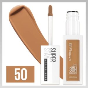 Maybelline Super Stay Liquid Concealer Makeup, Full Coverage Concealer, Up to 30 Hour Wear, Transfer Resistant, Natural Matte Finish, Oil-free, Available in 16 Shades, 50, 1 Count