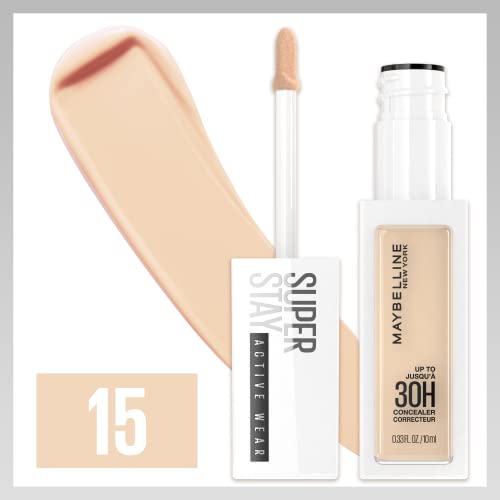 Maybelline Super Stay Liquid Concealer Makeup, Full Coverage Concealer, Up to 30 Hour Wear, Transfer Resistant, Natural Matte Finish, Oil-free, Available in 16 Shades, 15, 1 Count