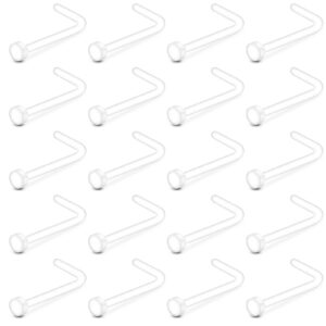 d.bella 20g clear nose studs bioflex nose rings retainer acrylic nose rings for work spacer plastic l shaped nose stud retainer flexible nose piercing retainer for men women