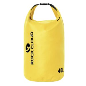 rock cloud dry bag waterproof 40l dry sack for kayaking rafting boating beach surfing swimming canoe camping hiking fishing ski, yellow