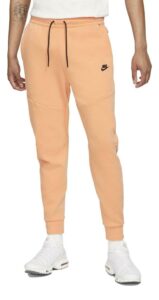 nike sportswear men's washed tech fleece joggers pants (orange frost/black, small)