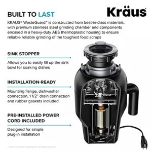 KRAUS 31 Inch Undermount Single Bowl Black Onyx Granite Kitchen Sink with WasteGuard™ Continuous Feed Garbage Disposal, KGU-413B-100-75MB