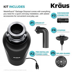 KRAUS Kore™ Workstation 30-inch Drop-In 16 Gauge Single Bowl Stainless Steel Kitchen Sink with Accessories (Pack of 5) with WasteGuard™ Continuous Feed Garbage Disposal, KWT310-30-100-75MB