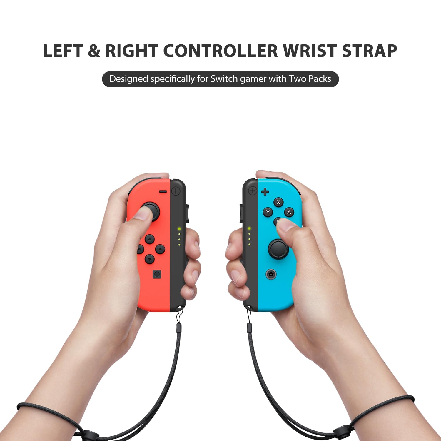 D.Gruoiza Strap Compatible with Switch Joycon Straps, Replacement for Wrist Straps 2 Pack Support Adjustable Tightness (Black)