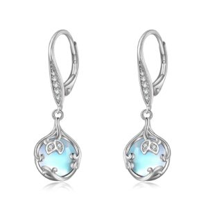 urone moonstone earrings 925 sterling silver filigree moonstone dangle drop earrings leverback earrings moonstone jewelry gifts for women