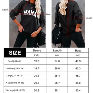 LEEDYA Women Cute Graphic Sweatshirts Crewneck Mama Shirts Long Sleeve Loose Fit Pullover Apricot Medium