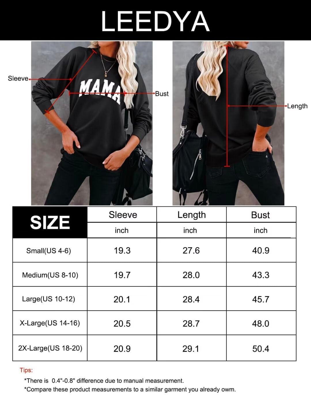 LEEDYA Women Cute Graphic Sweatshirts Crewneck Mama Shirts Long Sleeve Loose Fit Pullover Apricot Medium