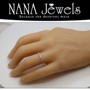 NANA Jewels 3.00ct Pure Brilliance Zirconia Engagement Ring Wedding Set Round Brilliant Cut Solitaire in Silver Size 7