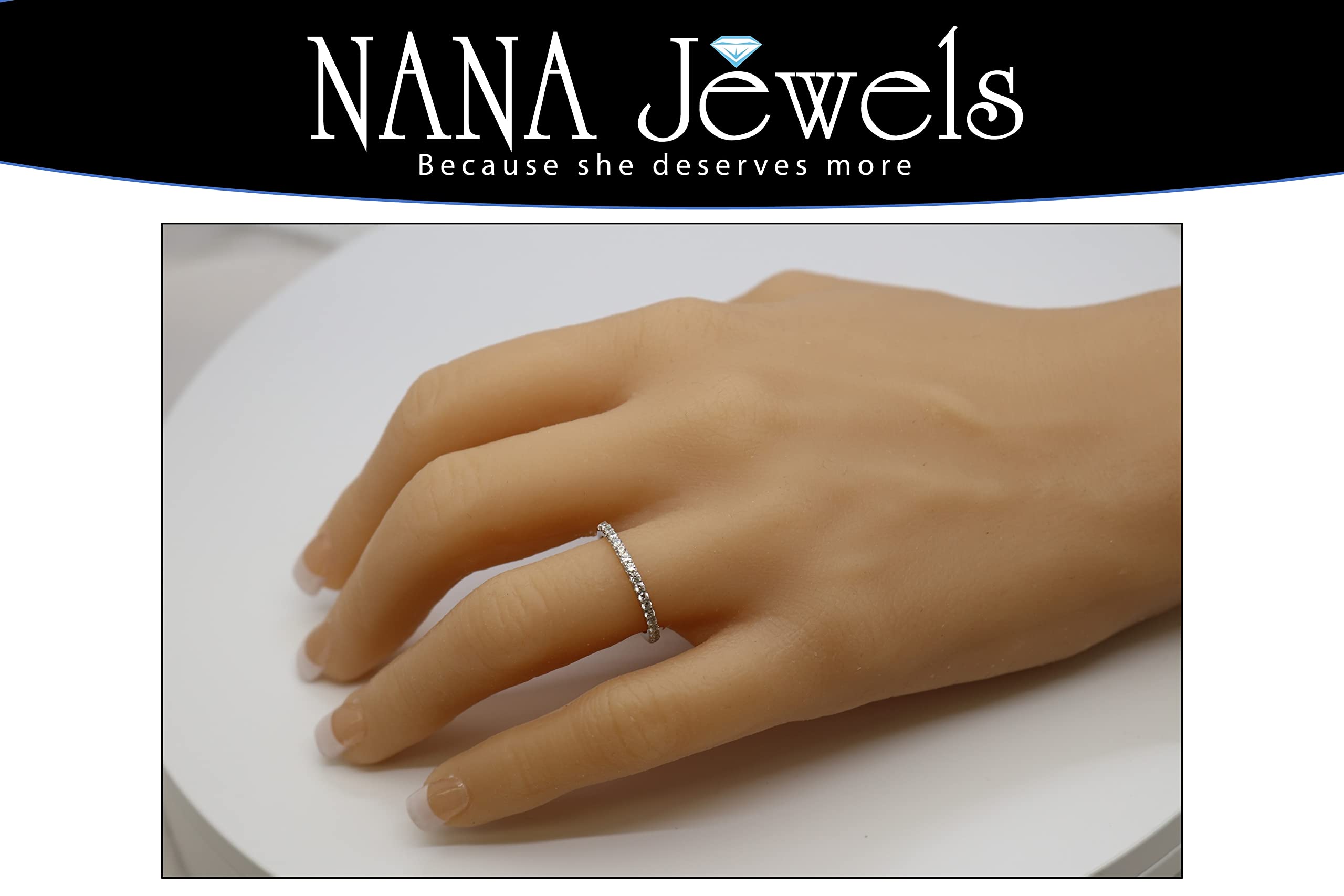 NANA Jewels 3.00ct Pure Brilliance Zirconia Engagement Ring Wedding Set Round Brilliant Cut Solitaire in Silver Size 7