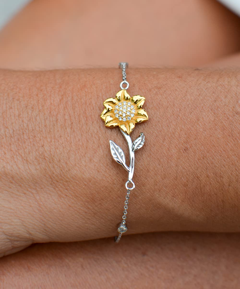 Granddaughter Bracelet From Grandma, .925 Sterling Silver Bracelet with 14k Gold Sunflower Charm Jewelry, Granddaughter Gifts From Grandma For Birthday, Valentine's Day, Graduation