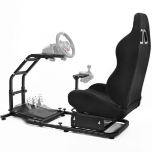 Anman G25 Racing Simulator cockpit with Black Gaming Seat Fit for Logitech G27 G29 G920 G923,Thrustmaster T500RS T300RS race car seat, NOT Include Wheel Shifter Pedal