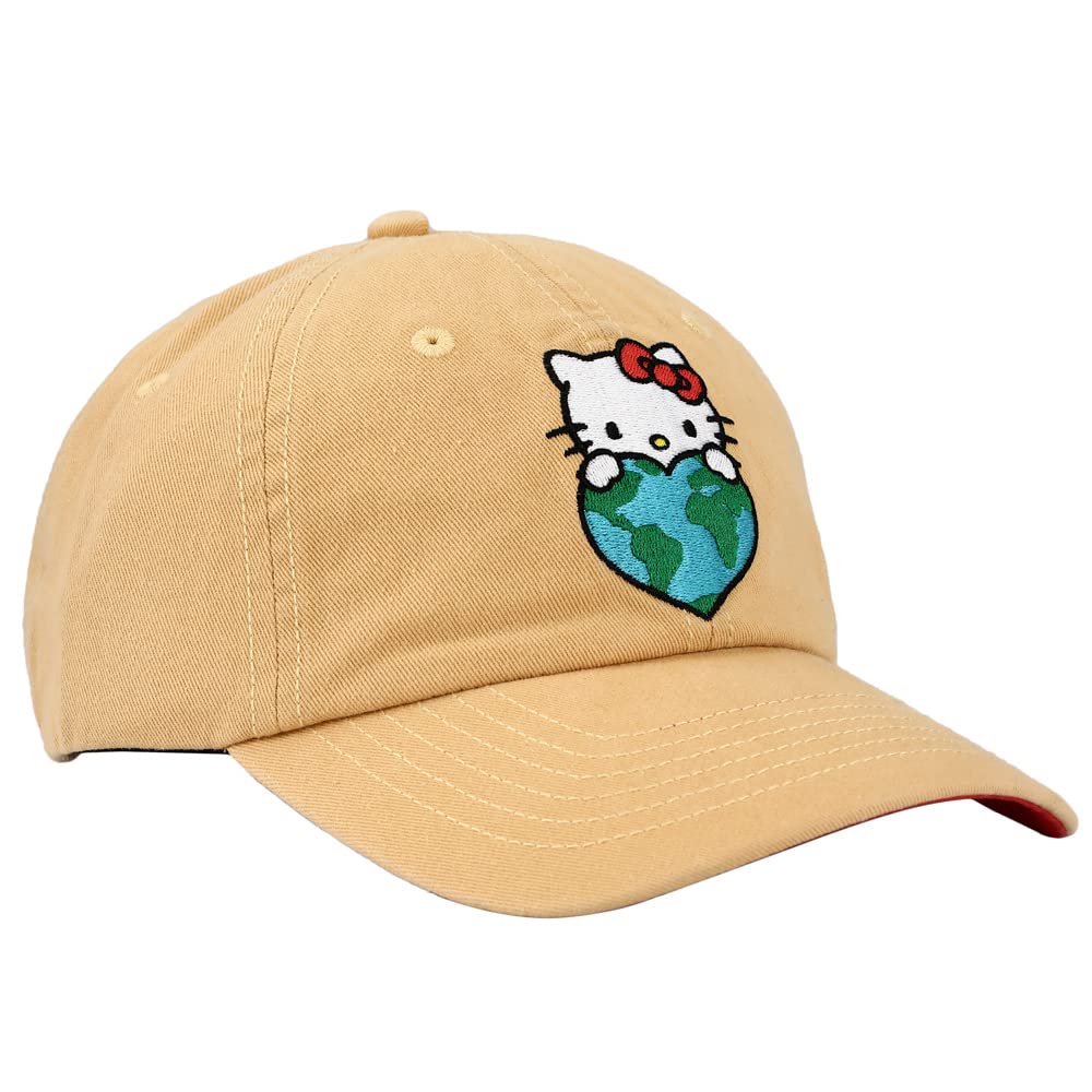 Hello Kitty Embroidered Canvas Cotton Twill Dad Hat Brown