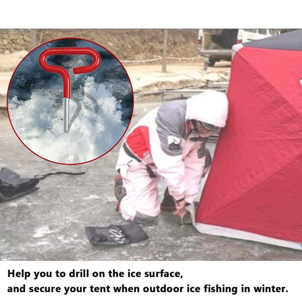 Ice Anchor Ground Nail, Universal Winter Fishing Tent Insert Screw Accessories for Fixing Ice Shelter or Fishing Rod, Breaking Hole, 4PCS