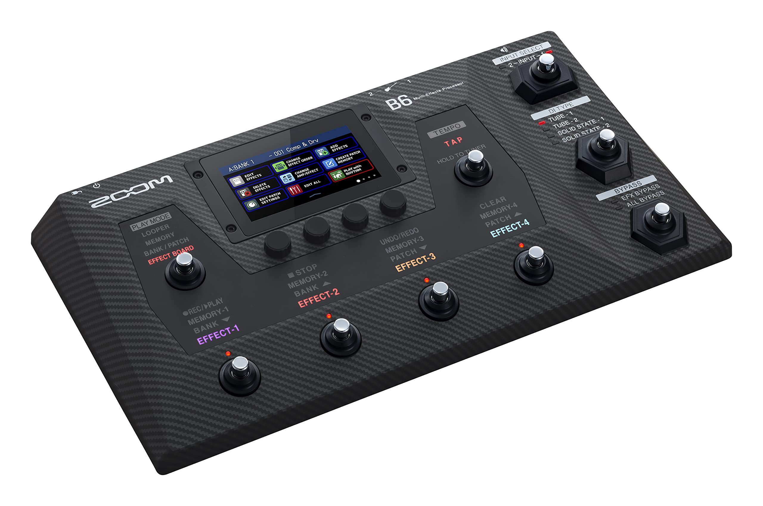 Zoom B6 Bass Multi-Effects Processor with 4 DI Boxes, A/B Switcher, Touchscreen Interface, 100+ Built in Effects, Amp Modeling, IR’s, Looper, & Audio Interface for Direct Recording to Computer