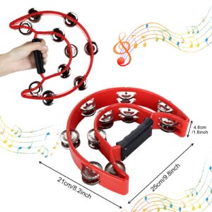 EOEXN 4 Pack Half Moon Tambourine for Adults Tamborines Musical Instrument Percussion Instruments Tambourine Double Row Plastic Music Rhythm Tambourine for KTV Party Colorful