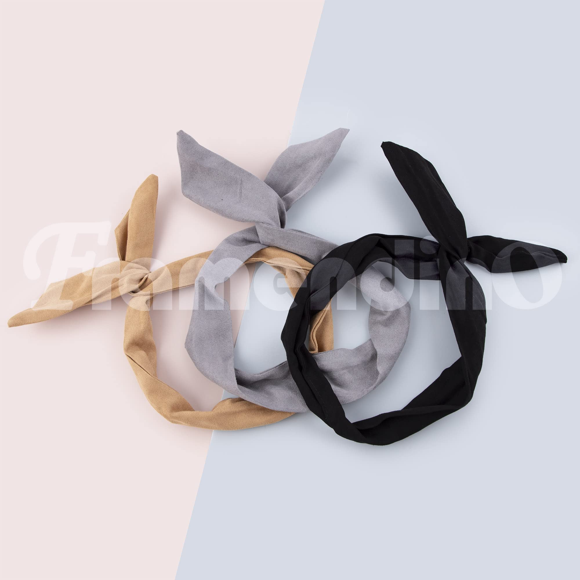 Framendino, 9 Pack Solid Colors Wire Headbands Rabbit Ear Bow Headband Twist Bow Wired Hairbands Bowknot Head Wrap Hair Accessories for Women Girls