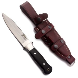 GCS Handmade Handle D2 Tool Steel Tactical knife Hunting Knife Camp Knife with leather sheath Full tang blade designed for Hunting & EDC GCS 314