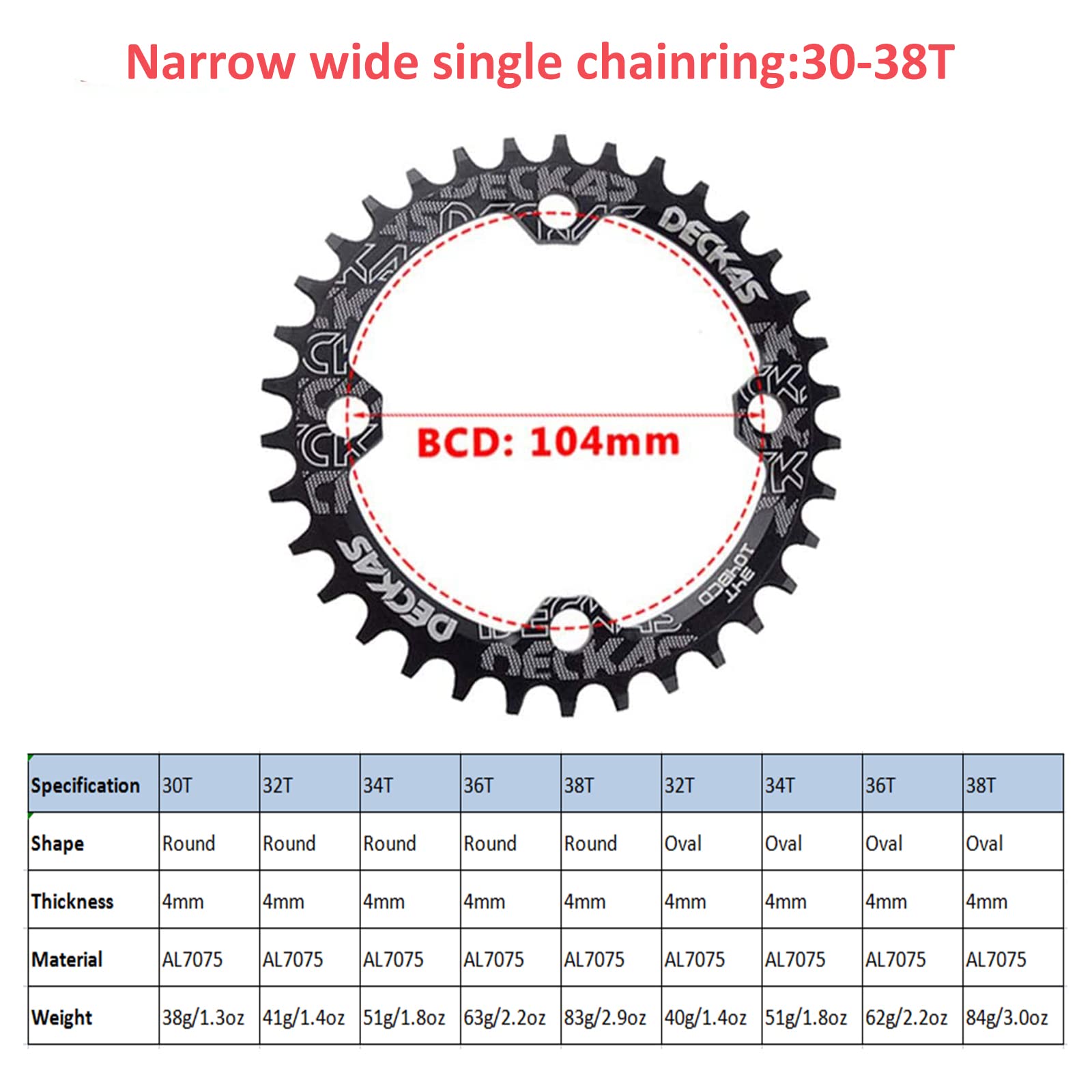 BUCKLOS IXF 104 BCD 30T-38T 170MM Mountain Bike Crankset, Hollow Integrated MTB Crank Set, Aluminum Alloy Crankset Round Oval Narrow Wide Chainring with Bottom Bracket Bolts Fit Shimano/FSA Gaint