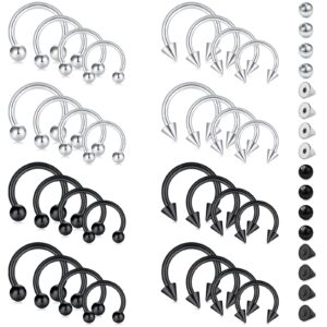 D.Bella 16G Surgical Steel Nose Septum Horseshoe Hoop Earring Eyebrow Tragus Lip Piercing Ring Balls & Spikes 6-12mm