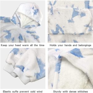 Wearable Blankets, Sweatshirt for Women and Men, Super Warm for Adult Women Men, Tie Dye Printed Pattern Big Wearable Blanket, 56” x 35” (Blue/White)