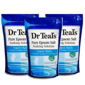 Dr Teal's Pure Epsom Salt, Vapor Bath with Menthol, Camphor & Essential Oils, 2 lbs (Pack of 3)