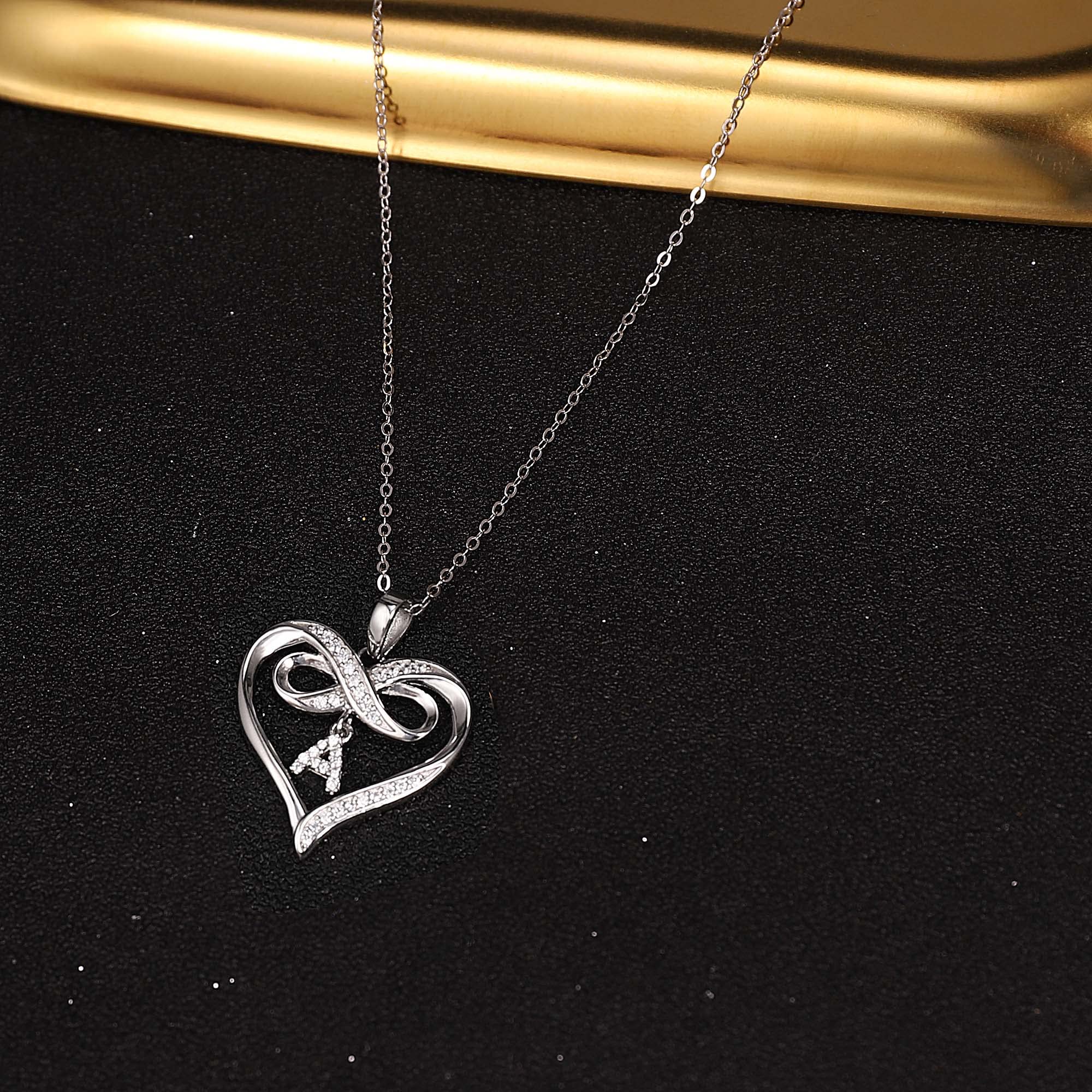 Valentine's Day Gifts for Kids Heart Necklace, Sterling Silver Infinity Initial A Necklace Valentine's Day Gifts for Girls Mom Gifts Heart Necklaces for Teen Girls Gifts Womens Jewelry for Girls