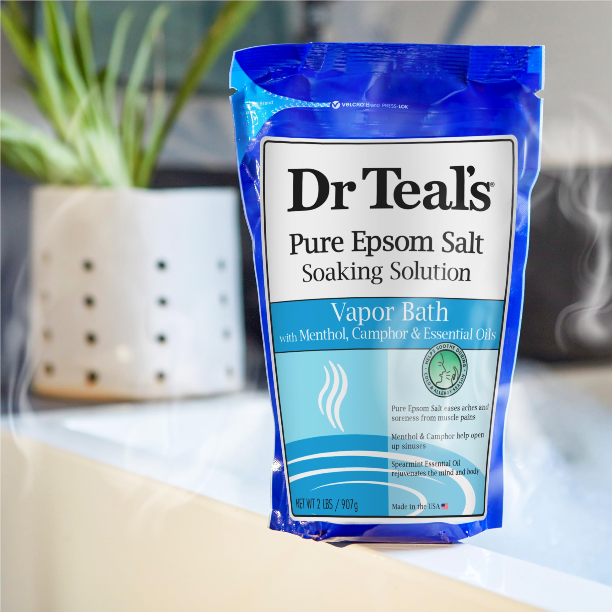 Dr Teal's Pure Epsom Salt, Vapor Bath with Menthol, Camphor & Essential Oils, 2 lbs (Pack of 3)