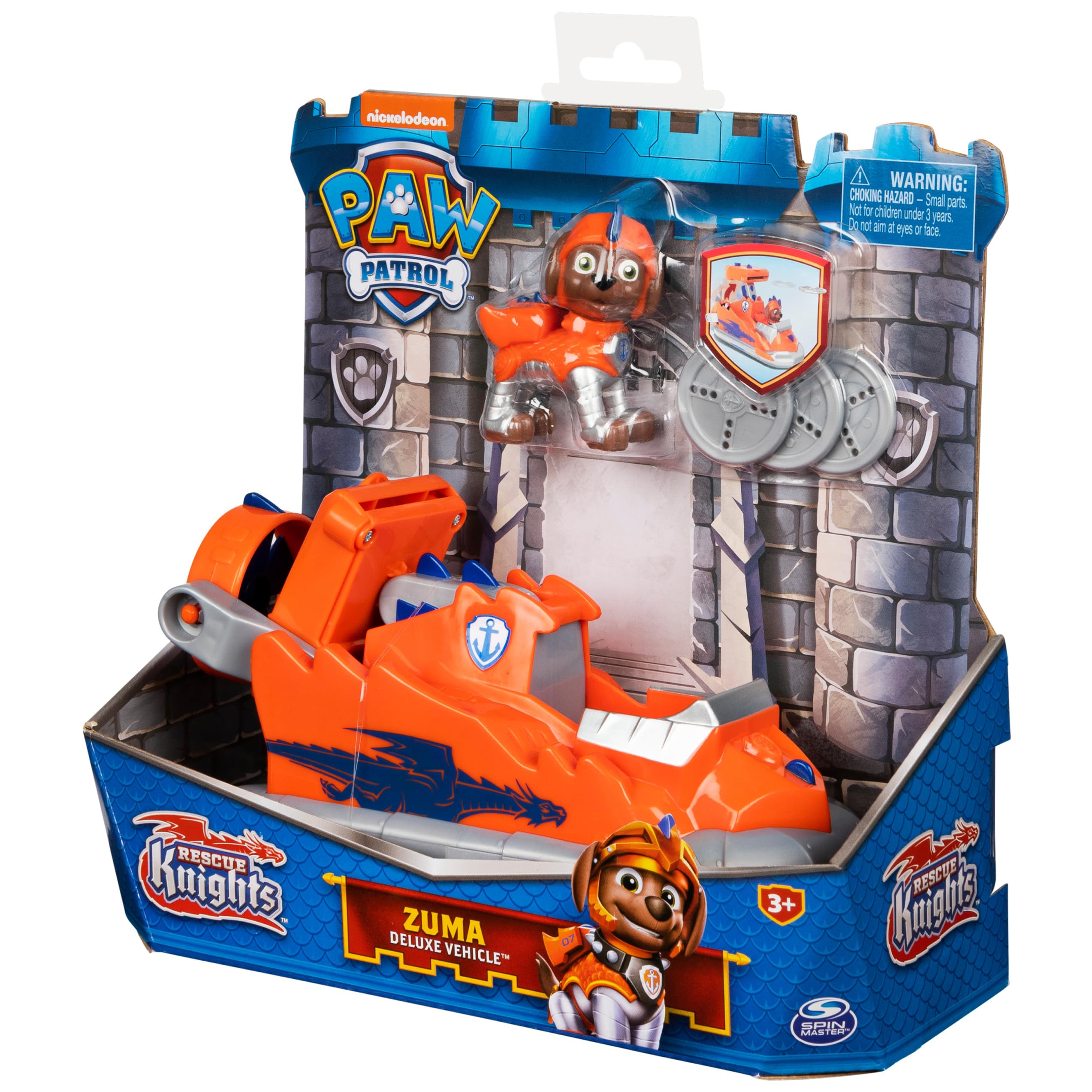 Spin Master 6063589 PAW Patrol Rescue Knights Zuma Transforming Toy Car with Collectible Action Figure