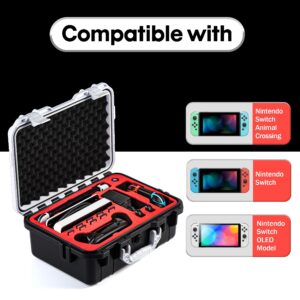 DEVASO Carrying Case for Nintendo Switch Travel Case, Professional Deluxe Waterproof Case Soft Lining Hard Case for Nintendo Switch OLED Model Console Pro Controller & Accessories (Black&White)