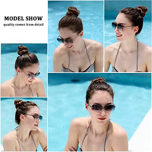 Vanolu Retro Rimless Women Aviator Sunglasses Classic Lady Oversized Sun Glasses