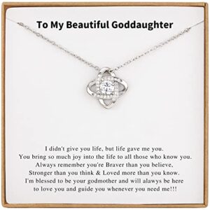 famdecor goddaughter gifts from godmother goddaughter necklace sterling silver rhinestone knot necklace for goddaughter gifts from godfather goddaughter christmas gifts