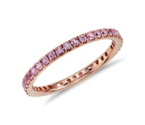 jewelrygift created-pink sapphire gtone band ring rose gold plated beautiful design luxury gift perfect wedding or for men and women us ring size: 6