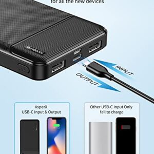 AsperX 2-Pack 10000mAh USB C Output Portable Charger Power Bank Fast Charging, Portable Phone Charger External Battery Pack for iPhone, Samsung, Google LG and Heated Vest