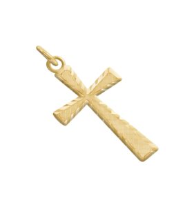 takar solid 10k gold cross pendant for men and women. gold cross charm, real gold sparkle-cut crosses charms, religious christian jewelry for women, available in rose gold, yellow gold, and white made in the usa.