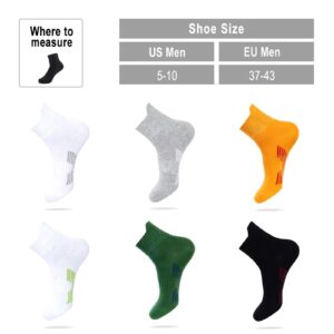 BAYKUORA Calf 100% Cotton Socks,Mid Casual Ankle Socks for Mens,Athletic Towel Sock with Cushion,White-gray,4 Pairs